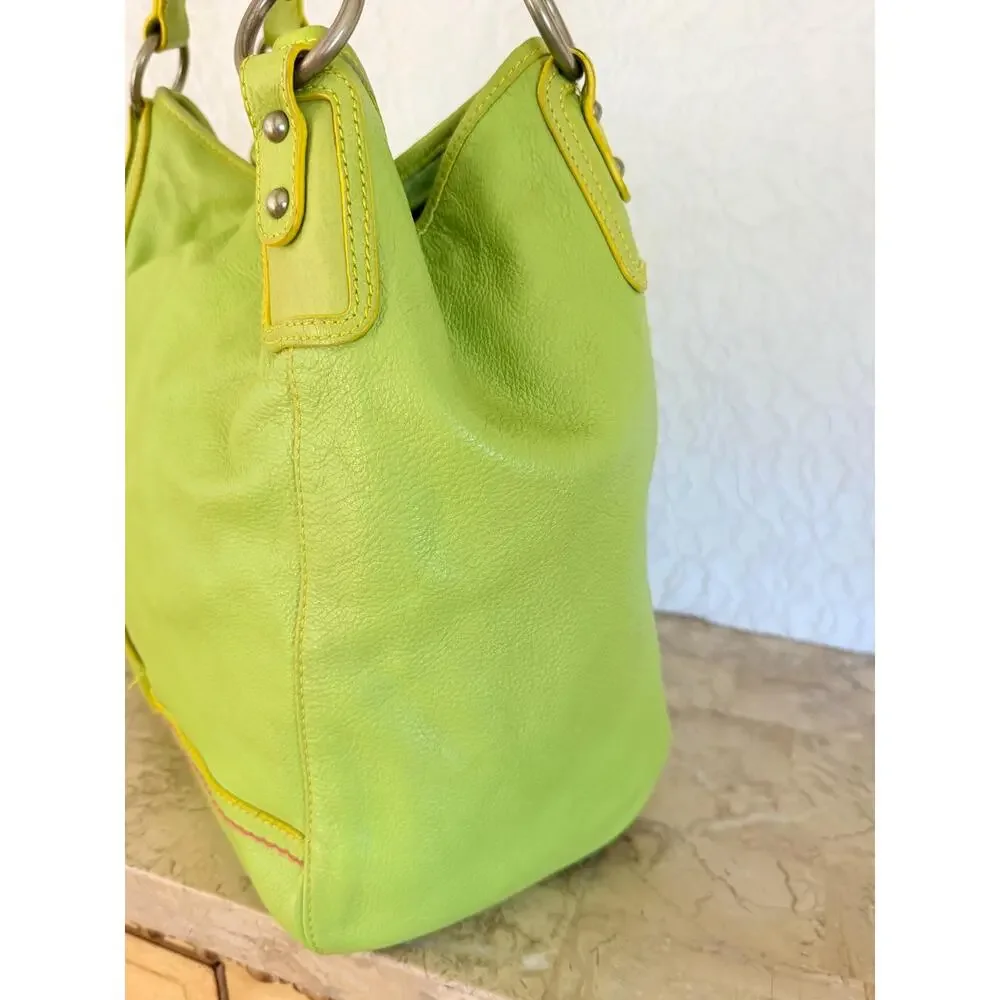 XL THE SAK Lime green pebble tote shoulder bag
